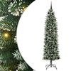 vidaXL Изкуствено Тънко Коледно Дърво Зелен и бял 210 cm