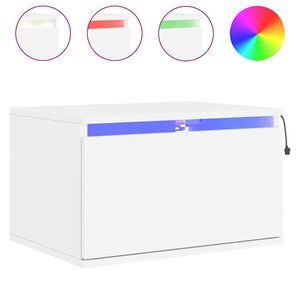 vidaXL Нощно шкафче за стена с LED осветление, бяло