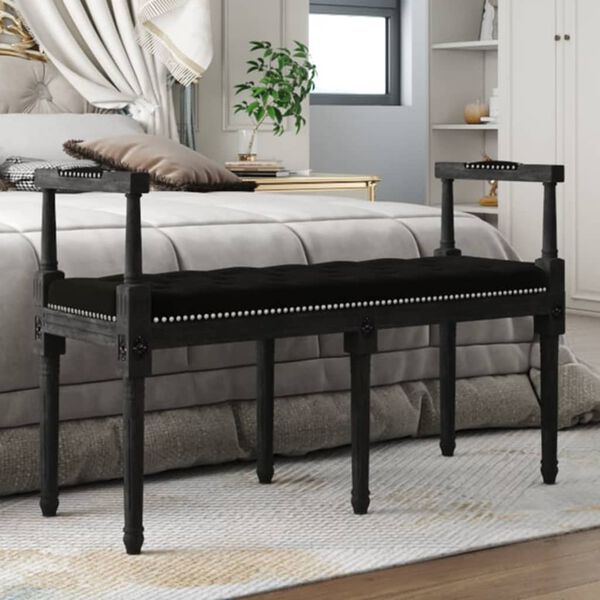 vidaXL Пейка, черна, 110x40x70 см, кадифе