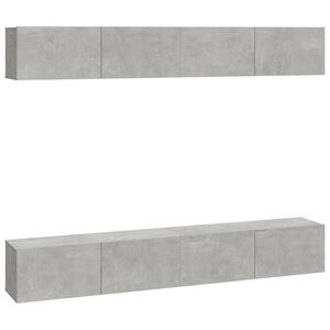 vidaXL Стенни ТВ шкафове 4 бр бетонно сиви 100x30x30см
