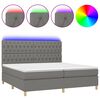 vidaXL Боксспринг легло с матрак и LED, тъмносиво, 200x200 см, плат