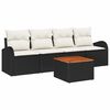 vidaXL Градински Софа Комплект 5 pcs Черен и кремав полиратан