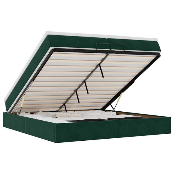 vidaXL Османска легло с матраци, тъмнозелено, 200x200 см, кадифе