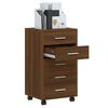 vidaXL Шкаф с чекмеджета с колелца инженерно дърво кафяв дъб