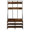 vidaXL Стойка за дрехи и рафт за обувки, опушен дъб, 100x40x184 см