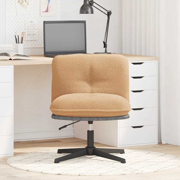 vidaXL въртящ се офис стол Бежов къдрав вълна като плат