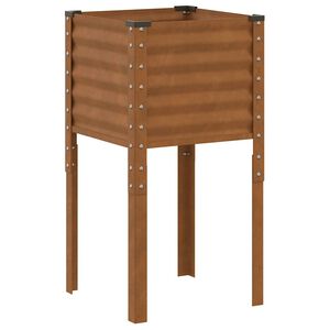 vidaXL Градинска саксия 45x45x88 см, устойчива на атмосферни влияния стомана