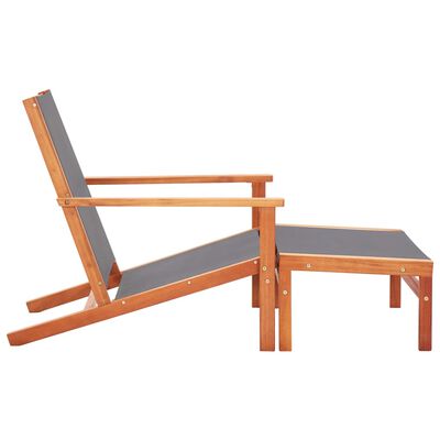 vidaXL Градински стол с подложка за крака сив евкалипт масив textilene