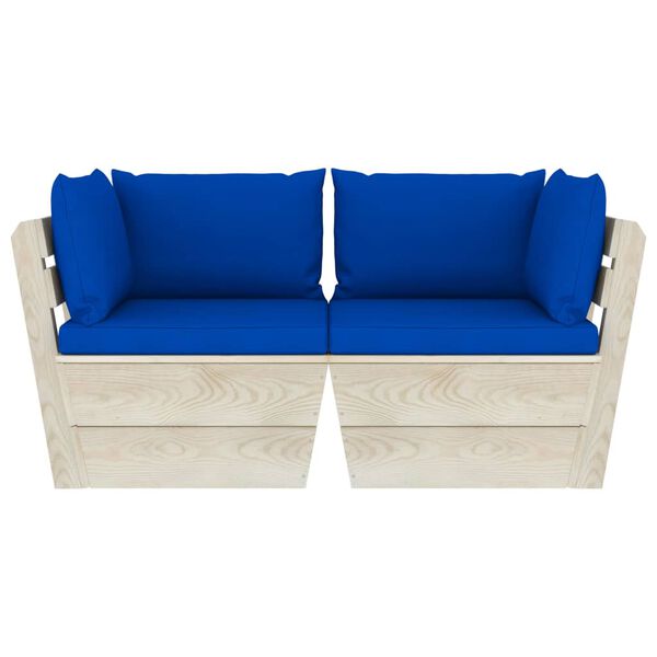 vidaXL Градински 2-местен палетен диван възглавници импрегниран смърч