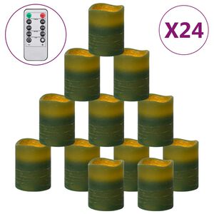 vidaXL Безпламъчни LED свещи 24 бр дистанционно управление топло бяло