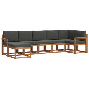 vidaXL Комплект дивани за открито 7 pcs Натурален и Антрацит