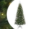 vidaXL С изкуствено коледно дърво с поставка Зелен 210 cm PE и PVC