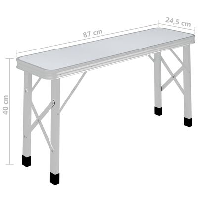 vidaXL Сгъваема къмпинг маса с 2 пейки, алуминий, бяла