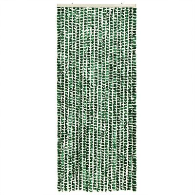 vidaXL Ресни за врата против мухи, зелено и бяло, 100x200 см, шенил