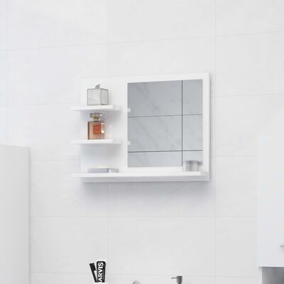 vidaXL Огледало за баня, бял гланц, 60x10,5x45 см, ПДЧ