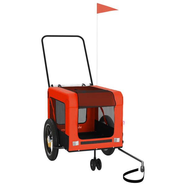 vidaXL Ремарке за колело за любимци оранжев черен Оксфорд плат желязо