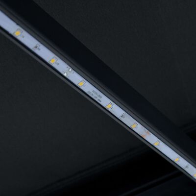vidaXL Ръчно прибираща се тента с LED, 400x300 см, антрацит
