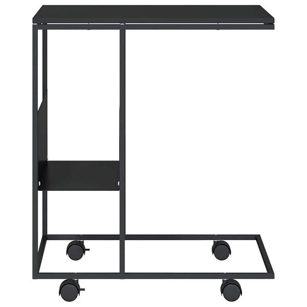 vidaXL Помощна маса с колелца черна 55x36x63,5 см инженерно дърво