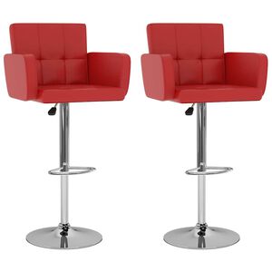 vidaXL Бар табуретки, 2 бр, червени, изкуствена кожа