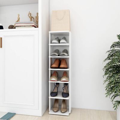 vidaXL Шкаф за обувки, бял, 27,5x27x102 см, инженерно дърво