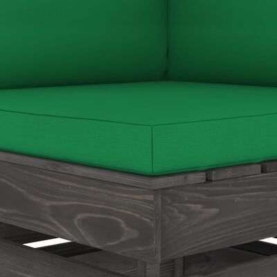 vidaXL Секционен ъглов диван с възглавници, сиво импрегнирано дърво