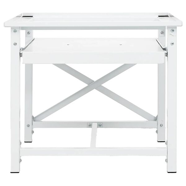 vidaXL Поставка за пералня с издърпващ се рафт, бяла