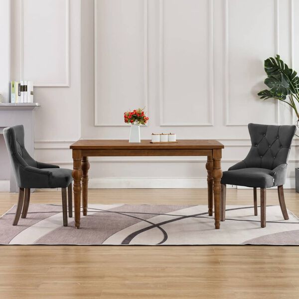 vidaXL Трапезни столове, 2 бр, сиви, текстил