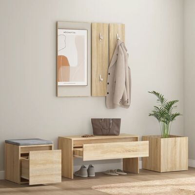 vidaXL Комплект мебели за антре, дъб сонома, инженерно дърво