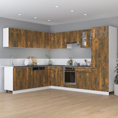 vidaXL Шкаф за хладилник, опушен дъб, 60x57x207 см, инженерно дърво