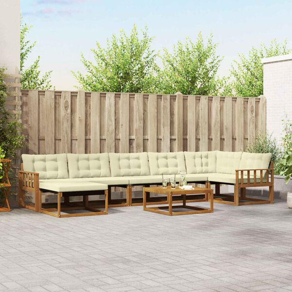 vidaXL Комплект дивани за открито 22 pcs Натурален и Крема