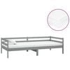 vidaXL Дневно легло с матрак, 90x200 см, сиво, борово дърво масив