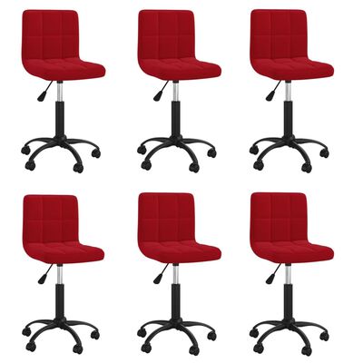 vidaXL Въртящи се трапезни столове, 6 бр, виненочервени, кадифе