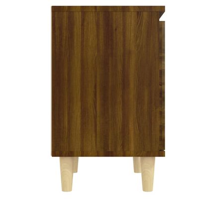 vidaXL Нощно шкафче с крака от масивно дърво, кафяв дъб, 40x30x50 см