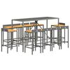 vidaXL Градински бар комплект 11 части сив полиратан и акация масив