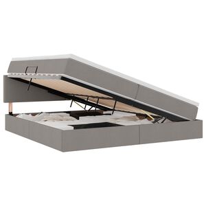 vidaXL Легло с място за съхранение и LED Таупе 200 x 200 cm текстил
