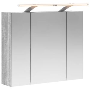 vidaXL Шкаф с огледало за баня Сив Сонома 60 x 14,5 x 50 см