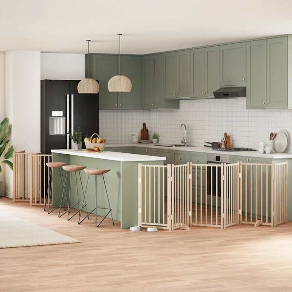 vidaXL Сгъваема преграда за кучета с врата 15 панела 750 см топола