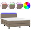 vidaXL Боксспринг легло с матрак и LED, таупе, 140x200 см, плат
