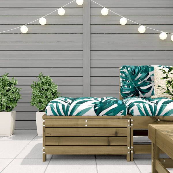 vidaXL Градинска табуретка с възглавница, импрегнирано борово дърво