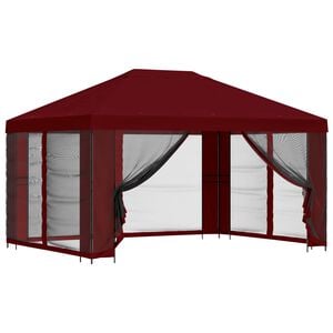 vidaXL Градинска беседка със стени 4 &times; 3 m Бургундско червен