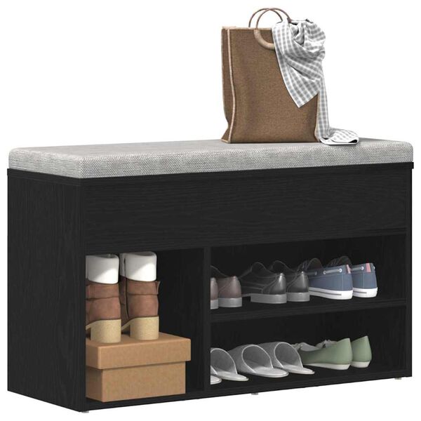 vidaXL Пейка за обувки Черния дъб 80 x 30 x 45 cm Инженерно дърво