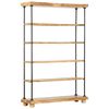 vidaXL Етажерка за книги с 5 рафта 120x35x180 см манго масив и стомана