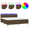 vidaXL Боксспринг легло с матрак и LED, тъмнокафяво, 180x200 см, плат