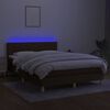 vidaXL Боксспринг легло с матрак и LED, тъмнокафяво, 140x190 см, плат