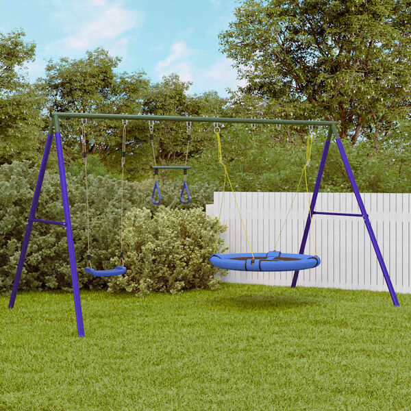 vidaXL Външен комплект с люлка седалка, трапец и кръгла люлка