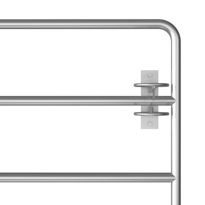 vidaXL Оградна порта, 5 пръта, стомана, (115-300)x90 см, сребриста