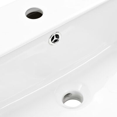 vidaXL Керамична мивка със стенен монтаж, бяла, 500x450x410 мм