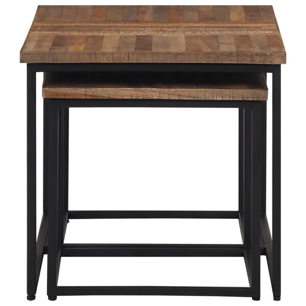 vidaXL Стифиращи масички за кафе, 3 бр, тиково дърво масив