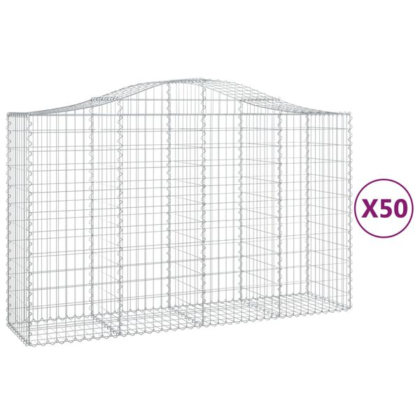 vidaXL Габионни кошници арка 50 бр 200x50x120/140см поцинковано желязо