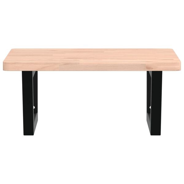 vidaXL Стенен рафт за мивка, стомана и масивно дърво бук